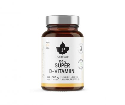 Puhdistamo Super D-vitamiini, 100 mcg, 60 kaps.