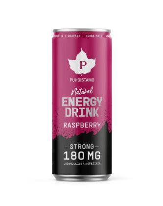 Puhdistamo Natural Energy Drink, 330 ml, Strong Raspberry