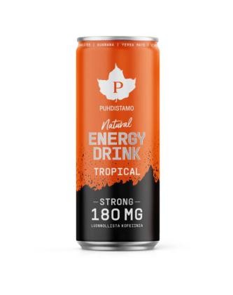 Puhdistamo Natural Energy Drink, 330 ml, Strong Tropical