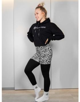 M-Sportswear Jungle Collection Two Tone Scrunch Butt Tights, Snow Leopard / Black
