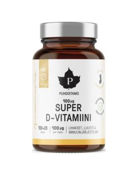Puhdistamo Super D-vitamiini 100 mcg, 120 + 20 kaps. (Kampanjakoko!)