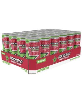 Rockstar Energy Drink, 24 kpl, Refresh Strawberry-Lime